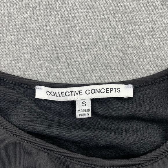 Collective Concepts Dress Size S Black Ruched Sleeveless Stretchy Bodycon Midi - Picture 5 of 14